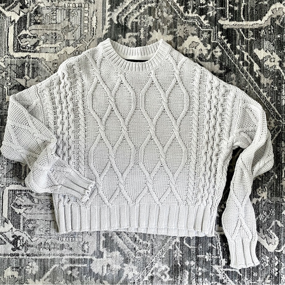 360 Cotton Blend Knit Cropped Sweater